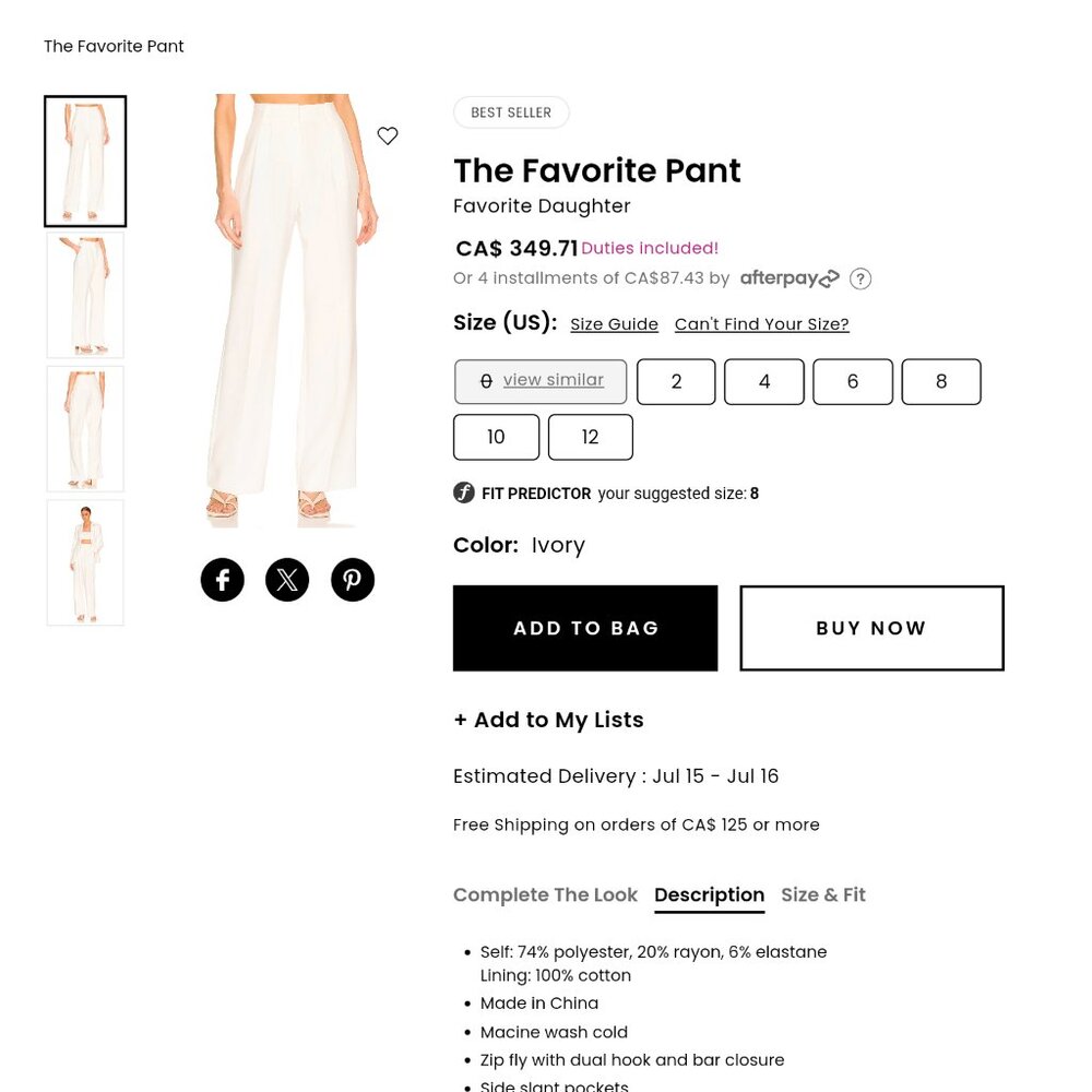 Favorite Daughter The Favorite Pant - Ivory Wide-Leg Trousers